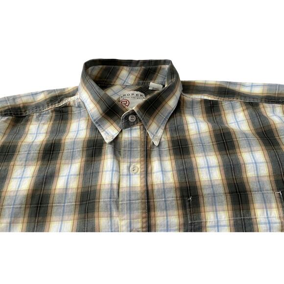 ROPER LONG SLEEVE WESTERN BUTTON SHIRT, MENS, 2XL, YELLOW GREEN WHITE BLUE PLAID - Picture 2 of 12